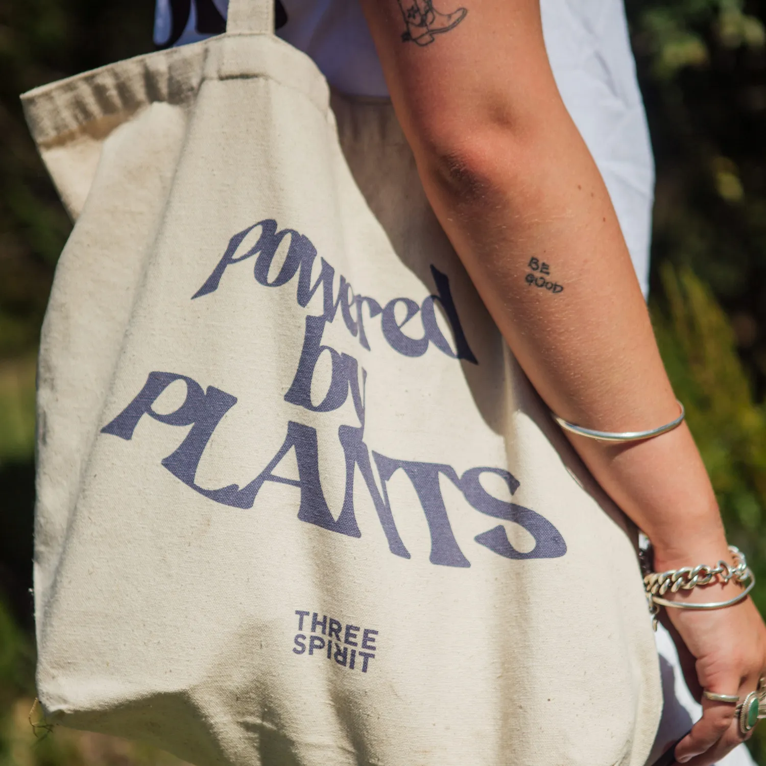 Three Spirit Powered by Plants tote bag toile botanique