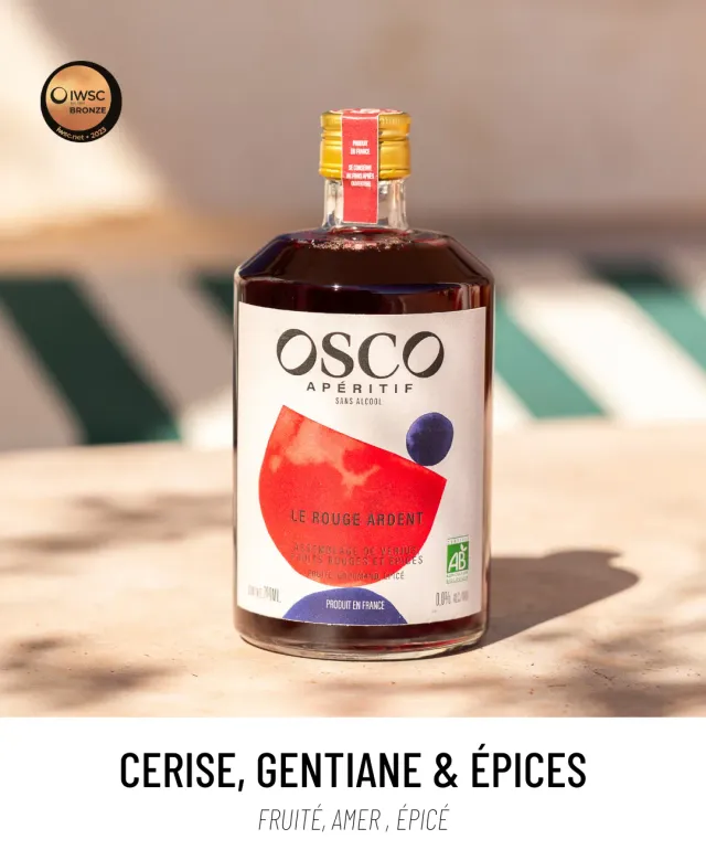 OSCO Le Rouge Ardent apéritif sans alcool bio 70cl cerise épices