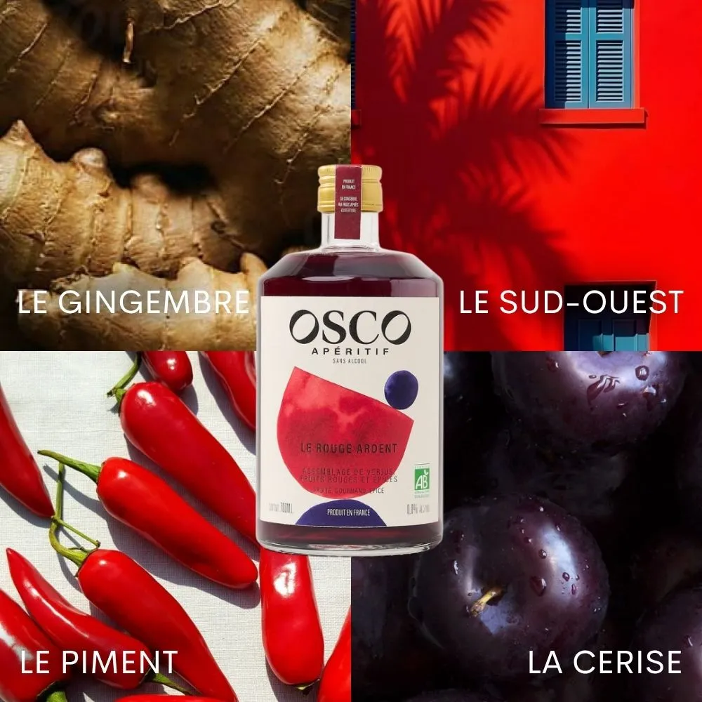 OSCO Le Rouge Ardent apéritif sans alcool bio 70cl fruité épicé